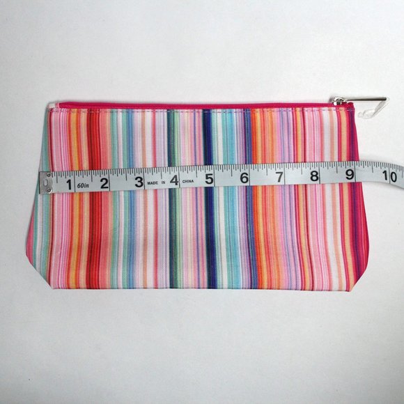 Clinique Makeup Accessory or Travel Bag - Vertical Stripes & Bright Pink Lining - Picture 12 of 13